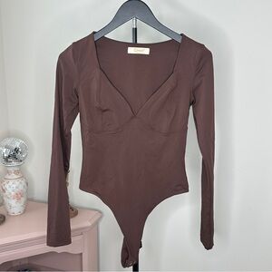 Deep Brown Long Sleeve Bodysuit